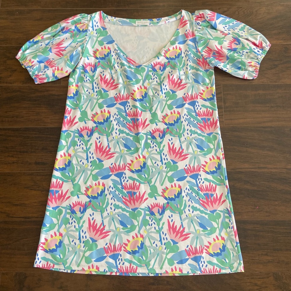 Smith and Quinn Floral dress with Puff Sleeves sz XL